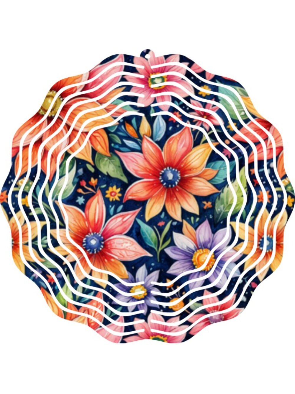 Flower Wind Spinnner 10" Metal Botanical Mandala 3D Kinetic Outdoor Garden Decor
